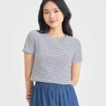 Áo phông croptop nữ hoạ tiết kẻ