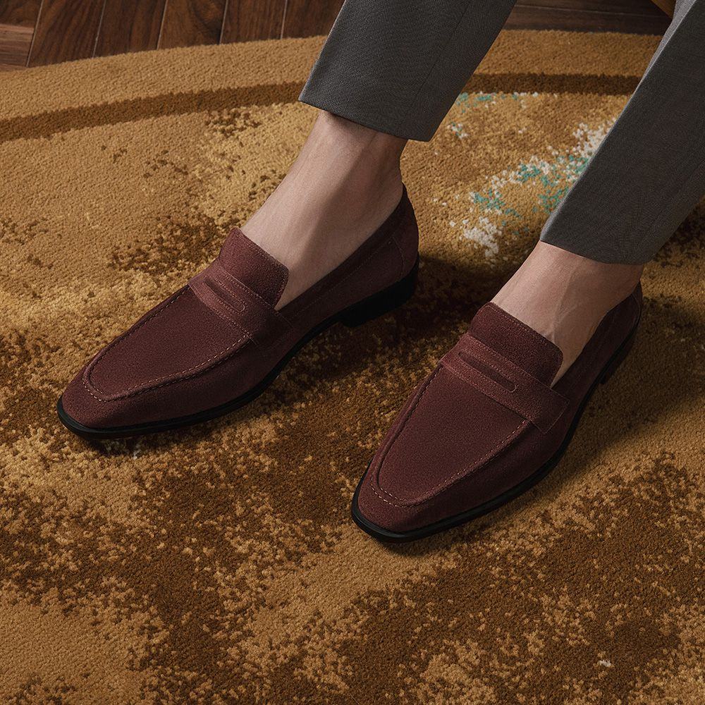 Giày nam Penny Loafer da lộn nâu đỏ GNLA0828-N - Ảnh 4
